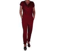 Eye Catch Women's Plus Size Elegant Cowl Neck Jumpsuit UK 14-28 - Stretch Polyester Elastane All in One with Tie Waist & Pockets - Full Length Wedding Guest & Evening Occasion Outfit Wine