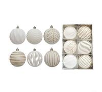 Eye Catching 8CM Christmas Ball Ornaments Set of 6, Perfect for Celebrations (White)