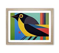 Eye Catching Abstract Bird H1022 Framed Print for Living Room Bedroom Home Office Décor, Wall Art Picture Ready to Hang, Oak A4 Frame (34 x 25 cm)