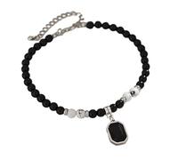 Eye Catching Beaded Anklet Adornment With Stone Pendant Stylish Foot Chain Accessory For Daily Wear Dates Parties Fashionable Ankle Jewelry