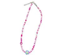 Eye Catching Beaded Chain Necklace Colorful Dopamines Necklace Rainbow Candy Color Flower Pendant Choker Jewelry Women Candy Color Bead