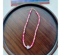 Eye Catching Beaded Chain Necklace Colorful Dopamines Necklace Rainbow Candy Color Flower Pendant Choker Jewelry Women Candy Color Bead