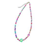 Eye Catching Beaded Chain Necklace Colorful Dopamines Necklace Rainbow Candy Color Flower Pendant Choker Jewelry Women Colorful Dopamines Necklaces