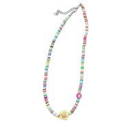 Eye Catching Beaded Chain Necklace Colorful Dopamines Necklace Rainbow Candy Color Flower Pendant Choker Jewelry Women Candy Color Bead
