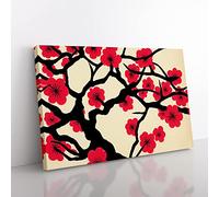 Eye Catching Cherry Blossom Tree Flowers Canvas Wall Art Print Ready to Hang, Framed Picture for Living Room Bedroom Home Office Décor, 76x50 cm (30x20 Inch)