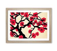 Eye Catching Cherry Blossom Tree Flowers H1022 Framed Print for Living Room Bedroom Home Office Décor, Wall Art Picture Ready to Hang, Oak A3 Frame (46 x 34 cm)