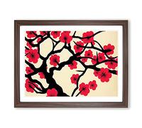 Eye Catching Cherry Blossom Tree Flowers H1022 Framed Print for Living Room Bedroom Home Office Décor, Wall Art Picture Ready to Hang, Walnut A4 Frame (34 x 25 cm)