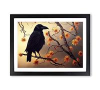 Eye Catching Crow Bird H1022 Framed Print for Living Room Bedroom Home Office Décor, Wall Art Picture Ready to Hang, Black A4 Frame (34 x 25 cm)