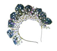 Eye-catching Gold Princess Headband Elegant Headpiece Bridal Wedding Crown with Clear Beads and Pearls Elegant Headpiece for Women