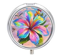 Eye-catching Hawaiian Flowers Pill Box Case with 3 Individual Compartments Compact Portable Medication Management Mini Small Pill Organizer for Vitamins Medication Fish Oil Supplements