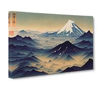 Eye Catching Japanese Mountains Canvas Print | Gallery Wrapped 30mm Frame Wall Art | 30x20 inches | Ready to Hang | Asian Landscape Picture | Living Room Bedroom Lounge Office