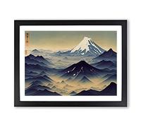 Eye Catching Japanese Mountains Framed Print | A2 Black Framed Wall Art | Ready to Hang | Asian Landscape Picture | Living Room Bedroom Lounge Office