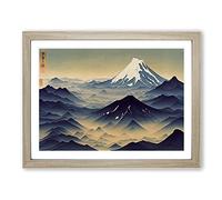 Eye Catching Japanese Mountains Framed Print | A2 Oak Framed Wall Art | Ready to Hang | Asian Landscape Picture | Living Room Bedroom Lounge Office