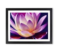 Eye Catching Lotus Flower Framed Print | A2 Black Framed Wall Art | Ready to Hang | Modern Floral Picture | Living Room Bedroom Lounge Office