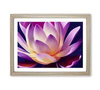 Eye Catching Lotus Flower Framed Print | A2 Oak Framed Wall Art | Ready to Hang | Modern Floral Picture | Living Room Bedroom Lounge Office