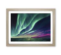 Eye Catching Northern Lights H1022 Framed Print for Living Room Bedroom Home Office Décor, Wall Art Picture Ready to Hang, Oak A3 Frame (46 x 34 cm)
