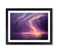Eye Catching Ocean Thunderstorm Framed Print | A2 Black Framed Wall Art | Ready to Hang | Modern Nautical Picture | Living Room Bedroom Lounge Office