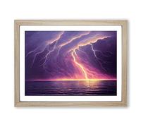 Eye Catching Ocean Thunderstorm H1022 Framed Print for Living Room Bedroom Home Office Décor, Wall Art Picture Ready to Hang, Oak A4 Frame (34 x 25 cm)