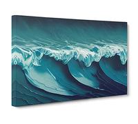 Eye Catching Ocean Wave Canvas Print | Gallery Wrapped 30mm Frame Wall Art | 30x20 inches | Ready to Hang | Coastal Seascape Picture | Living Room Bedroom Lounge Office