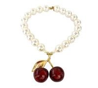 Eye Catching Pearls Beaded Neckchain Delicate Cherries Necklace Adding A Touch Of Sweetness To Casual Or Festive Outfits Allergy Resistant