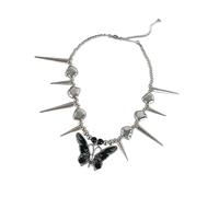 Eye Catching Punk Alloy Necklace Butterfly Rivet Neckchain Street Styles Jewelry For Music Festivals Women's Accessories