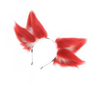 Eye Catching Red Nine Tailed Foxes Ears Headbands Party Costume Headwear Cosplay Hairband For Fashion Anime Fans Plush Costume Headpiece