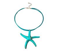 Eye Catching Sea Star Necklace Feature Braided Rope Fashion Neck Jewelry Beach Vacation Outfits Resin Marine Themed Women's Necklace