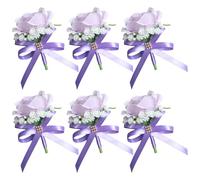 Eye-catching silk rose boutonniere corsage is an adjustable size realistic faux rose corsage for wedding celebrations