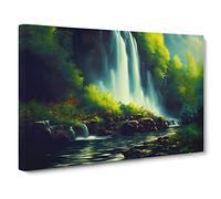 Eye Catching Waterfall Canvas Print | Gallery Wrapped 30mm Frame Wall Art | 30x20 inches | Ready to Hang | Contemporary Landscape Picture | Living Room Bedroom Lounge Office