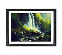 Eye Catching Waterfall Framed Print | A2 Black Framed Wall Art | Ready to Hang | Modern Landscape Picture | Living Room Bedroom Lounge Office