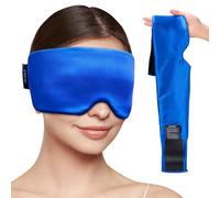 Eye Compress Cooling Gel Mask: Ice Cold Therapy Puffiness Migraine Headache Stye Treatment - Heated Warm Relief Microwavable - Satin Adjustable Weighted Reusable Long-Lasting