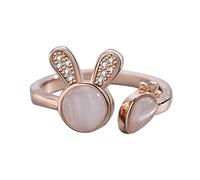 Eye Cute Little Rabbit Ring Female Design Index Finger Temperament Open Jewelry (Rose Gold, One Size)