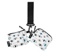 Eye Doodles Women's Dual Wallets Busniess Card Cases Mini Fashion Money Organizers with Keychain for Work Travel 2 Packs, Eye Doodles, One Size