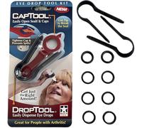 Eye Drop Aid Kit Plus - Eye Drop Dispenser & Guide Tool, Bottle Opener for Eye Drops - 3 Applicators & 8 O-Rings for All Bottle Sizes - Arthritis Aid for Seniors, Easy Squeeze Helper