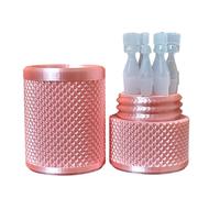 Eye Drop Vials Holder & Storage Case - Securely Store Seven (7) Single-Use Vials - Screw-On Lid, Knurled Pattern - Keep Vials Safe & Organized to Keep Track of Your Daily Usage (Silk Pink)