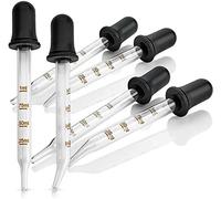 Eye Dropper 6-Pack Bent & Straight Tip Calibrated Glass Medicine Droppers For Essential Oils Pipette Dropper For Accurate Easy Dose & Measuret