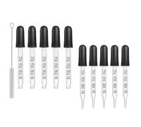 Eye Dropper Set for Essential Oils 10pcs Pipettes Dropper with Black Rubber Head, Calibrated Thick Glass Medicine Dropping Pipettes, 1ml Dropper Measurer for Liquid, Straight-Tip, Bent-Tip(with brush)
