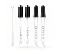 Eye Dropper Set for Essential Oils, Pipettes Dropper with Black Rubber Head, Calibrated Thick Glass Medicine Dropping Pipettes, 1ml Dropper Measurer, Dropper for Liquid, Straight-Tip, Bent-Tip