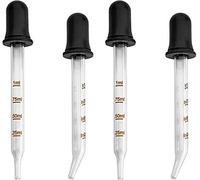 Eye Droppers - Pack of 4, Bulk Bent & Straight Tip Calibrated Glass Medicine Dropper Set