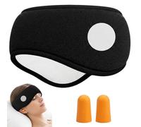 Eye Ear Muffs for Sleeping 2 in 1 Sleep, Noise Cancelling Sleep Mask with Ear Covers for Sleeping, Ear Defenders for Sleeping Noise Cancelling, Unisex Wrap Mask Soft Blackout Adjustable Black