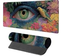Eye Gaming Mouse Mat 800x400x3mm, Mouse Pad Large Flower, Desk Mat with Stitched Edge, Mousepad with Non-Slip Rubber Base, Office Accessories, Keyboard Pad, for Gifts, PC, Gaming, Desk Office, V-8956