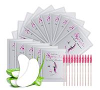 Eye Gel Pads, Lint Free Eyelash Patches, 100 Pairs Under Eye Gel Pads with 50 Eyelash Brushes for Pro Salon and Individual Eyelash Extension (Silver)