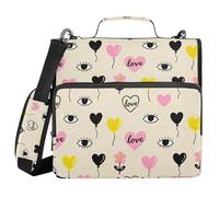 Eye Heart Love 1.5-Inch 3-Ringing Binder with Zipper with Shoulder Strap & Handle Includes Zip Pocket School Binders Organizer for Middle School