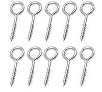 Eye Hook Screws 2.5 Inch Stainless Steel Self Tapping Pack of 10 | Heavy Duty Ring Screw; For DIY Crafts Hanging Wooden Frames; Eyelet Vine Eyes