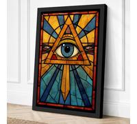 Eye in Radiance Geometric Canvas Wall Art Print 24x16 Inch | Black