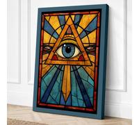 Eye in Radiance Geometric Canvas Wall Art Print 24x16 Inch | Teal