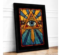 Eye in Radiance Geometric Framed Wall Art Print A2 (59.4×42cm) Black, Wall Decor for Living Room, Bedroom, Office & Home, Ready to Hang, Art Gift