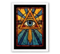 Eye in Radiance Geometric Framed Wall Art Print A2 (59.4×42cm) White, Wall Decor for Living Room, Bedroom, Office & Home, Ready to Hang, Art Gift