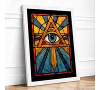 Eye in Radiance Geometric Framed Wall Art Print A3 (42×29.7cm) White, Wall Decor for Living Room, Bedroom, Office & Home, Ready to Hang, Art Gift