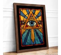 Eye in Radiance Geometric Framed Wall Art Print A4 (29.7×21cm) Walnut, Wall Decor for Living Room, Bedroom, Office & Home, Ready to Hang, Art Gift